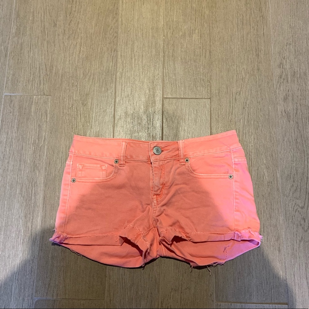 american eagle pink denim shorts